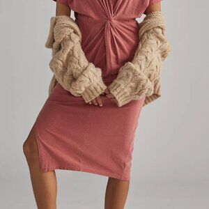 Anthropologie: Sundry Twist-Front Midi Dress in Pink, Size 2 (Medium)
